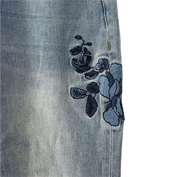 Pacsun Mom Jeans Womens Size 26 Floral Embroidered Crop Tapered Leg High Rise - Picture 2 of 6